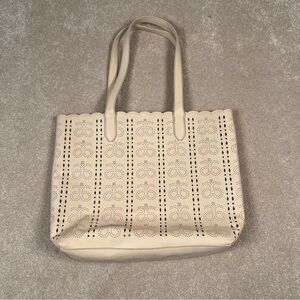 Arbonne Faux Leather Almond Color Logo‎ Cut Out Hangbag Tote